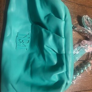 Tibi Turquoise Gathered Clutch